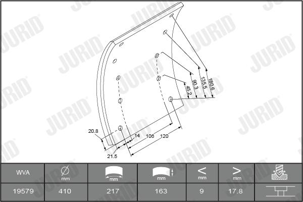 Jurid 1957901820 - Комплект феродо за накладки, барабанни спирачки vvparts.bg