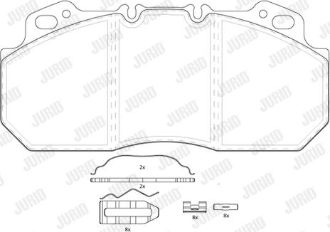 Jurid 2909009560 - Комплект спирачно феродо, дискови спирачки vvparts.bg