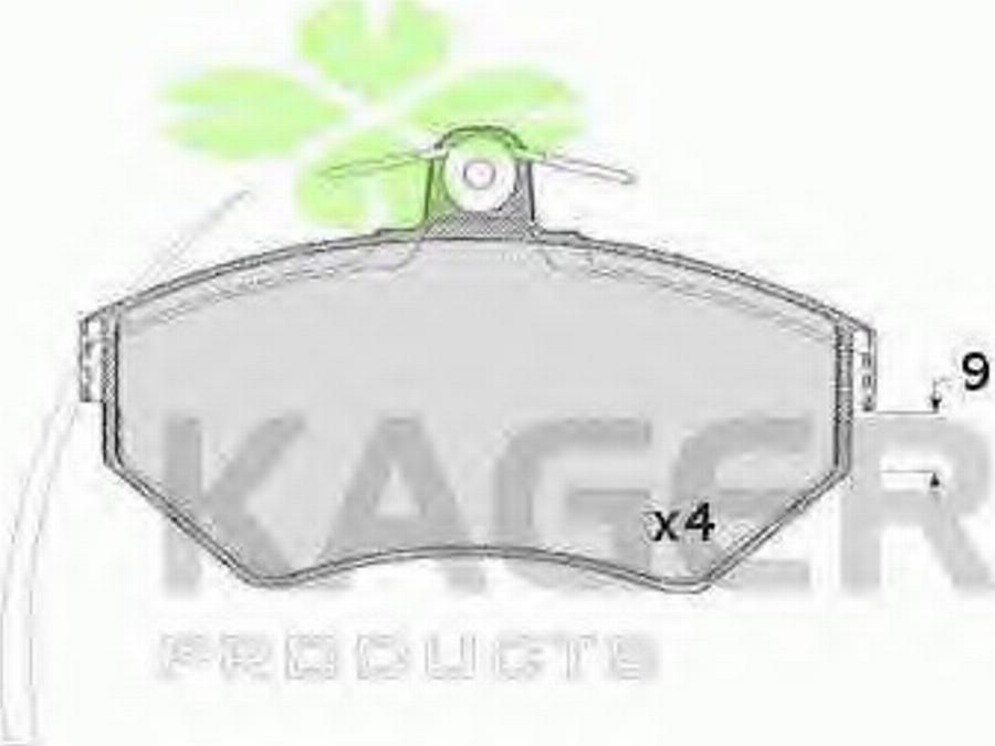 Kager 35-0484 - Комплект спирачно феродо, дискови спирачки vvparts.bg