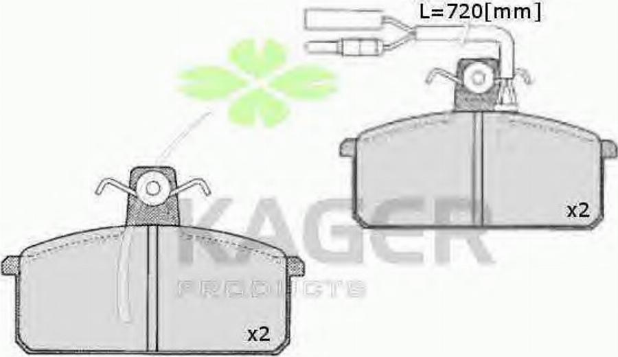 Kager 35-0436 - Комплект спирачно феродо, дискови спирачки vvparts.bg