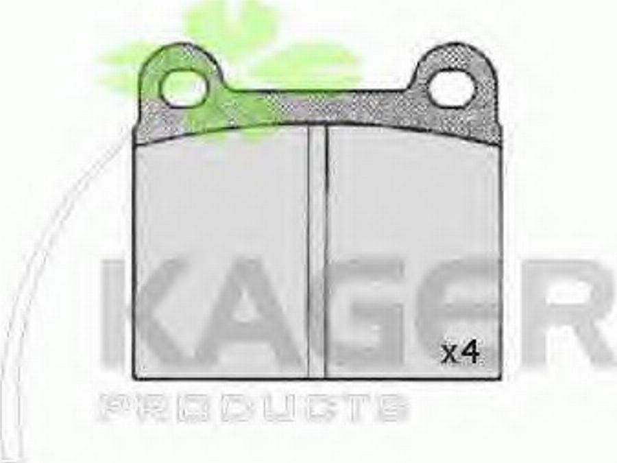 Kager 35-0044 - Комплект спирачно феродо, дискови спирачки vvparts.bg