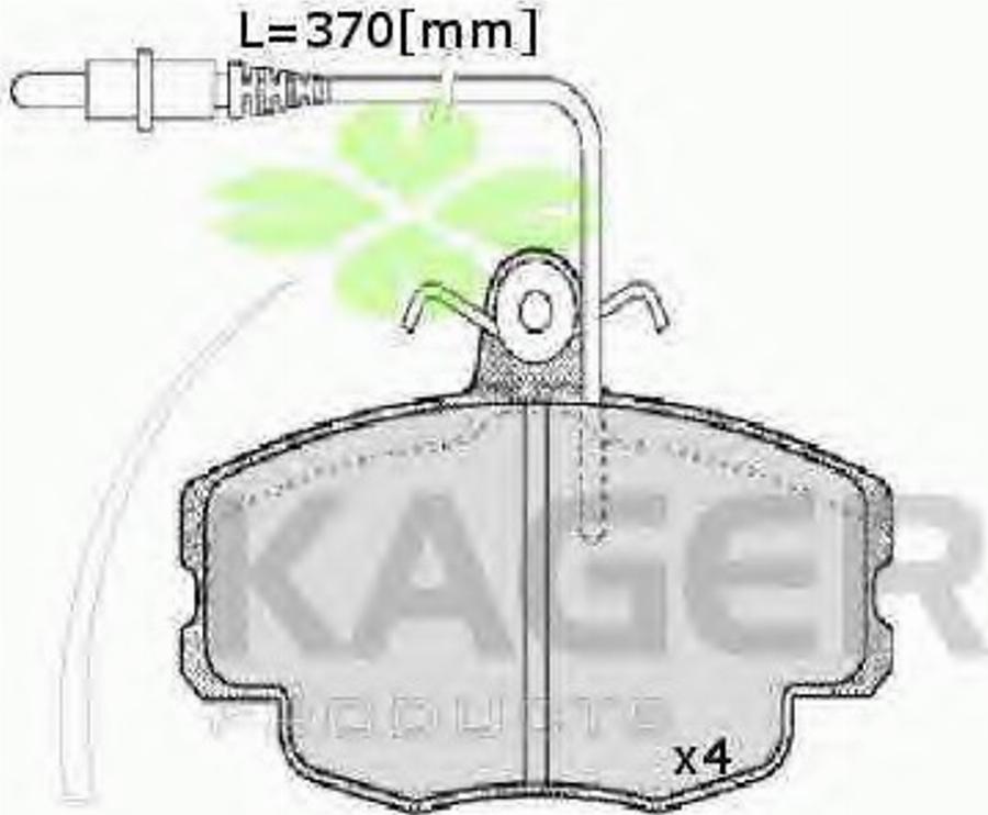 Kager 35-0001 - Комплект спирачно феродо, дискови спирачки vvparts.bg