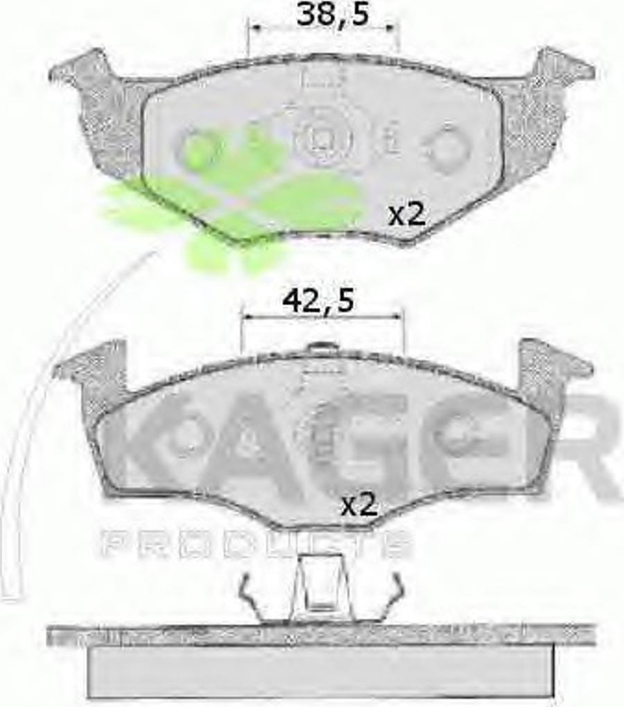 Kager 35-0160 - Комплект спирачно феродо, дискови спирачки vvparts.bg