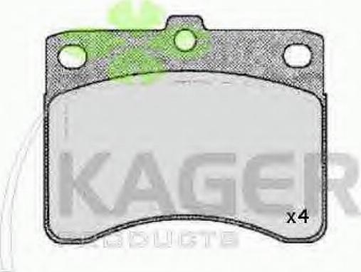 Kager 35-0207 - Комплект спирачно феродо, дискови спирачки vvparts.bg