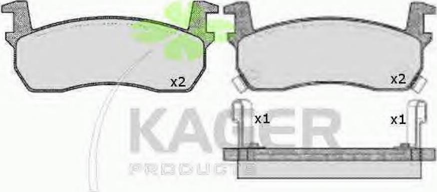 Kager 35-0278 - Комплект спирачно феродо, дискови спирачки vvparts.bg