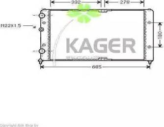 Kager 31-1222 - Радиатор, охлаждане на двигателя vvparts.bg