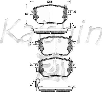 Kaishin D1264 - Комплект спирачно феродо, дискови спирачки vvparts.bg