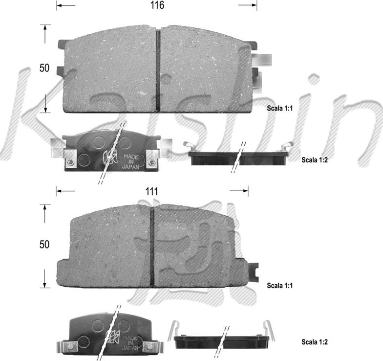 Kaishin FK4006 - Комплект спирачно феродо, дискови спирачки vvparts.bg