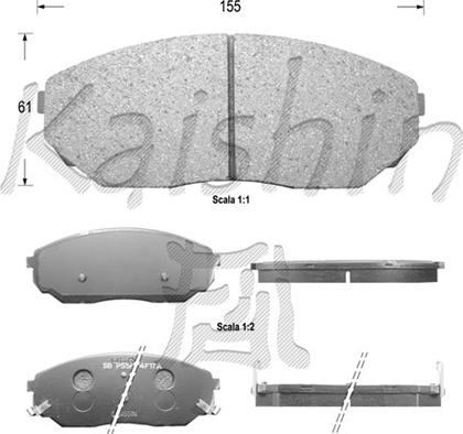 Kaishin FK11130 - Комплект спирачно феродо, дискови спирачки vvparts.bg