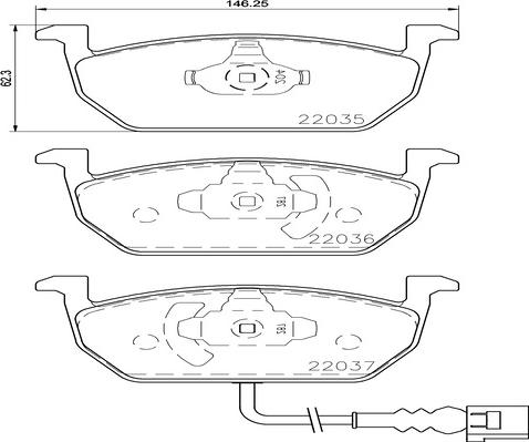 Kaishin FK20262 - Комплект спирачно феродо, дискови спирачки vvparts.bg