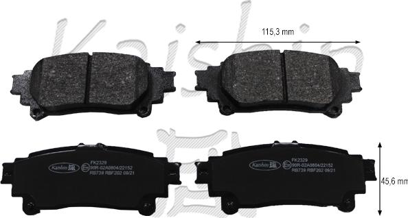 Kaishin FK2329 - Комплект спирачно феродо, дискови спирачки vvparts.bg