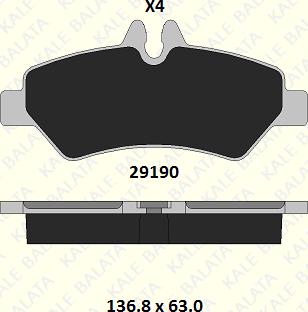 KALE 29190 190 24 - Комплект спирачно феродо, дискови спирачки vvparts.bg