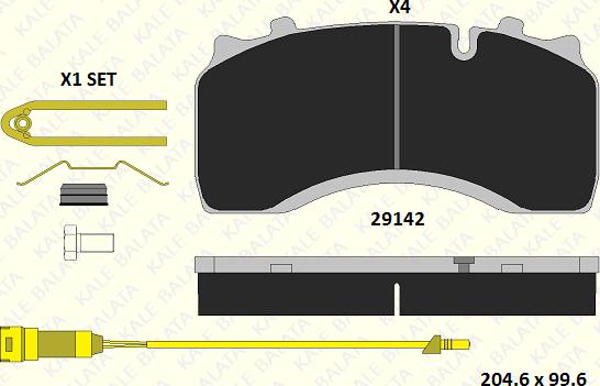 KALE 29142 298 24 - Комплект спирачно феродо, дискови спирачки vvparts.bg