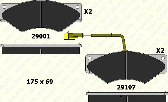 KALE 29107 200 05 - Комплект спирачно феродо, дискови спирачки vvparts.bg