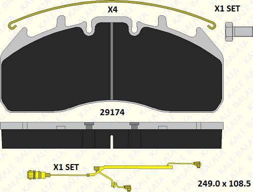 KALE 29174 292 24 - Комплект спирачно феродо, дискови спирачки vvparts.bg