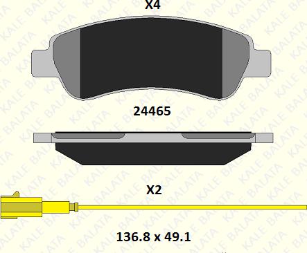 KALE 24465 190 05 - Комплект спирачно феродо, дискови спирачки vvparts.bg