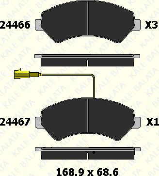 KALE 24466 190 15 - Комплект спирачно феродо, дискови спирачки vvparts.bg