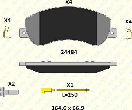 KALE 24484 185 15 - Комплект спирачно феродо, дискови спирачки vvparts.bg