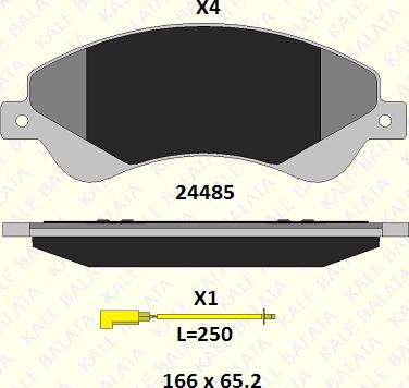 KALE 24485 188 04 - Комплект спирачно феродо, дискови спирачки vvparts.bg