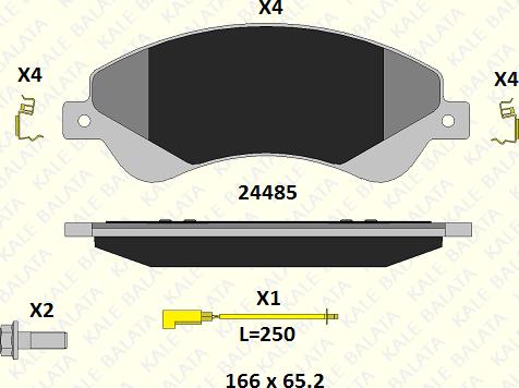 KALE 24485 188 14 - Комплект спирачно феродо, дискови спирачки vvparts.bg