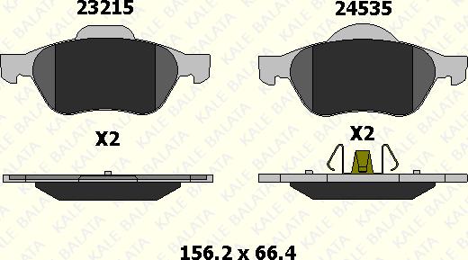 KALE 24535 183 05 - Комплект спирачно феродо, дискови спирачки vvparts.bg