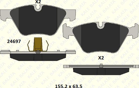 KALE 24697 193 05 - Комплект спирачно феродо, дискови спирачки vvparts.bg