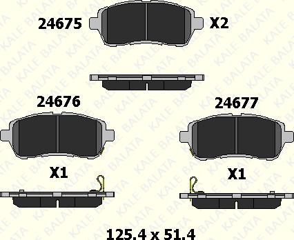 KALE 24675 165 05 - Комплект спирачно феродо, дискови спирачки vvparts.bg