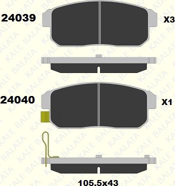 KALE 24039 144 05 - Комплект спирачно феродо, дискови спирачки vvparts.bg