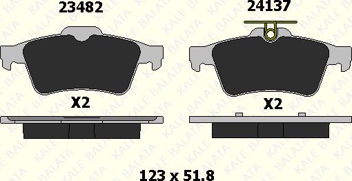 KALE 24137 165 05 - Комплект спирачно феродо, дискови спирачки vvparts.bg