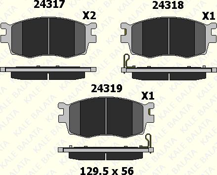 KALE 24317 177 05 - Комплект спирачно феродо, дискови спирачки vvparts.bg