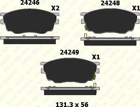 KALE 24246 170 05 - Комплект спирачно феродо, дискови спирачки vvparts.bg