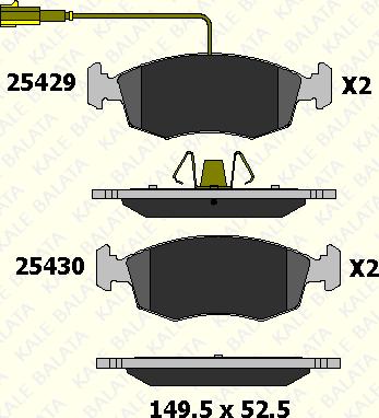 KALE 25429 172 05 - Комплект спирачно феродо, дискови спирачки vvparts.bg