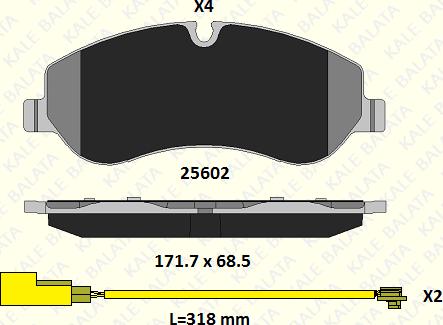 KALE 25602 174 14 - Комплект спирачно феродо, дискови спирачки vvparts.bg