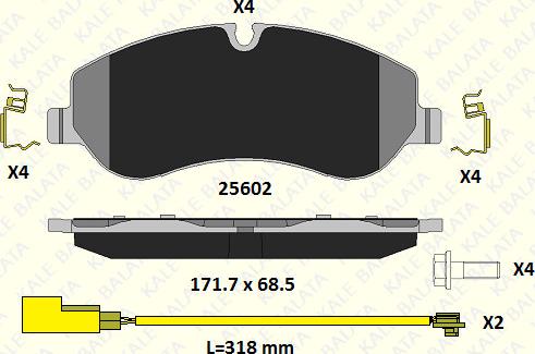 KALE 25602 174 24 - Комплект спирачно феродо, дискови спирачки vvparts.bg