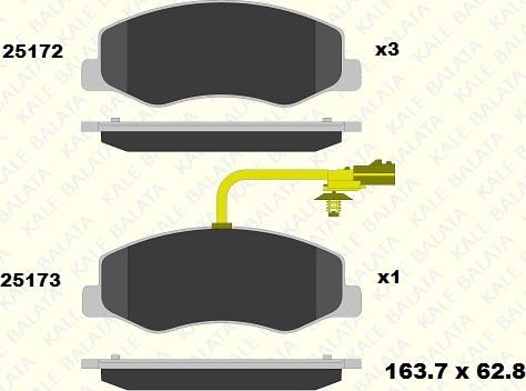 KALE 25172 180 05 - Комплект спирачно феродо, дискови спирачки vvparts.bg