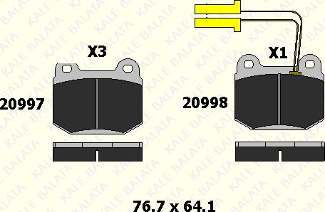 KALE 20997 165 05 - Комплект спирачно феродо, дискови спирачки vvparts.bg