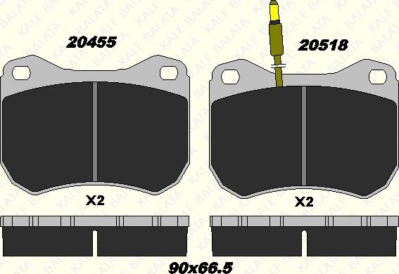 KALE 20455 190 05 - Комплект спирачно феродо, дискови спирачки vvparts.bg