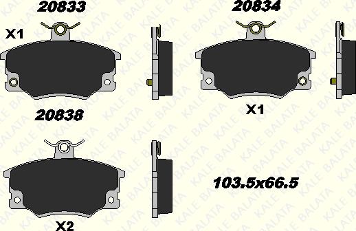 KALE 20833 171 25 - Комплект спирачно феродо, дискови спирачки vvparts.bg