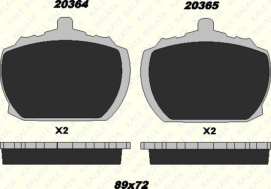 KALE 20364 150 25 - Комплект спирачно феродо, дискови спирачки vvparts.bg