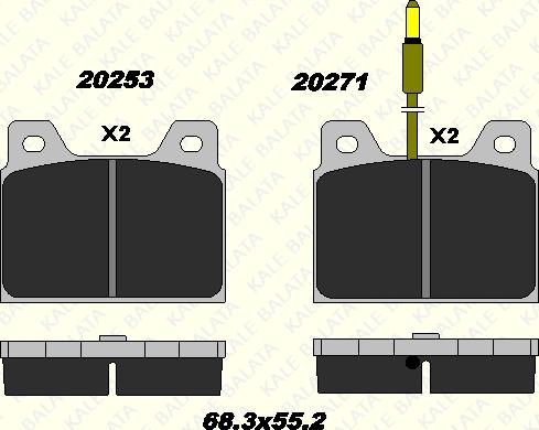 KALE 20253 164 05 - Комплект спирачно феродо, дискови спирачки vvparts.bg