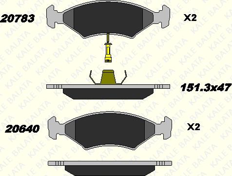 KALE 20783 180 05 - Комплект спирачно феродо, дискови спирачки vvparts.bg