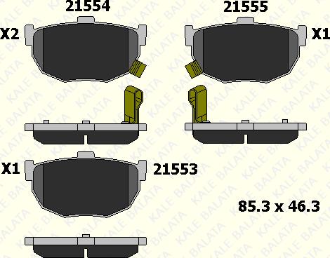 KALE 21553 140 05 - Комплект спирачно феродо, дискови спирачки vvparts.bg