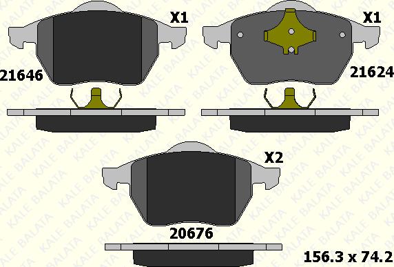 KALE 21624 204 05 - Комплект спирачно феродо, дискови спирачки vvparts.bg