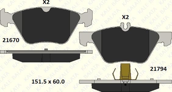 KALE 21670 203 05 - Комплект спирачно феродо, дискови спирачки vvparts.bg