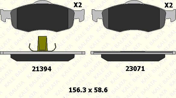 KALE 21394 185 05 - Комплект спирачно феродо, дискови спирачки vvparts.bg