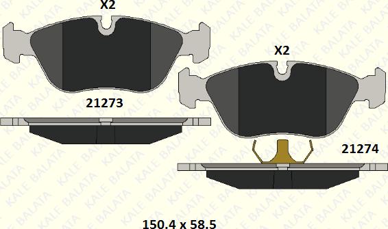 KALE 21273 195 05 - Комплект спирачно феродо, дискови спирачки vvparts.bg