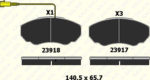 KALE 23917 191 05 - Комплект спирачно феродо, дискови спирачки vvparts.bg