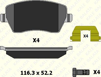 KALE 23973 174 14 - Комплект спирачно феродо, дискови спирачки vvparts.bg