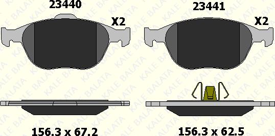 KALE 23440 176 05 - Комплект спирачно феродо, дискови спирачки vvparts.bg