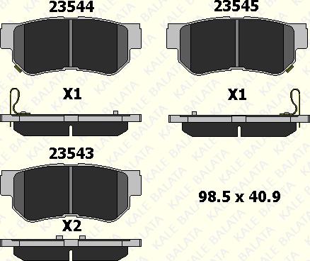 KALE 23543 150 04 - Комплект спирачно феродо, дискови спирачки vvparts.bg